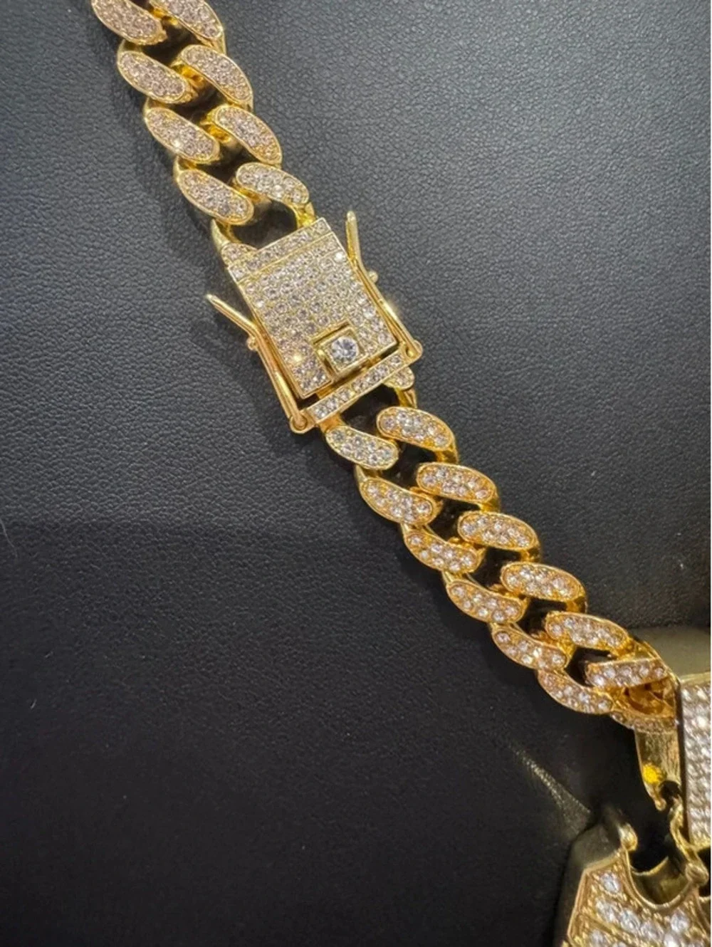 Iced out Cuban chain with lion head pendant 24” chain